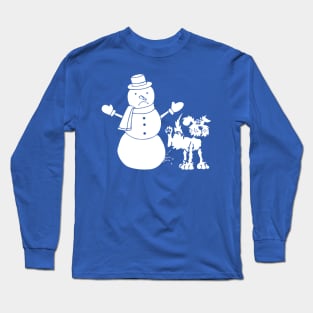 Snowman with Dog Pissing on him Long Sleeve T-Shirt